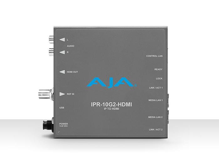 IPR-10G2-HDMI Single Channel SMPTE ST 2110 Video and Audio IP Decoder to HDMI 1.4b (UltraHD/HD) with hitless switching by AJA