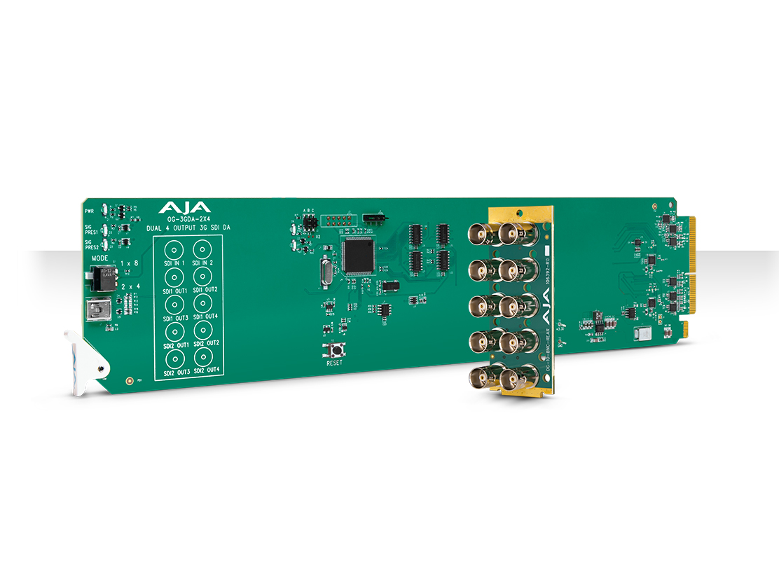 OG-3GDA-2X4 openGear 2x4 or 1x8 3G-SDI Reclocking Distribution Amplifier with DashBoard Support by AJA