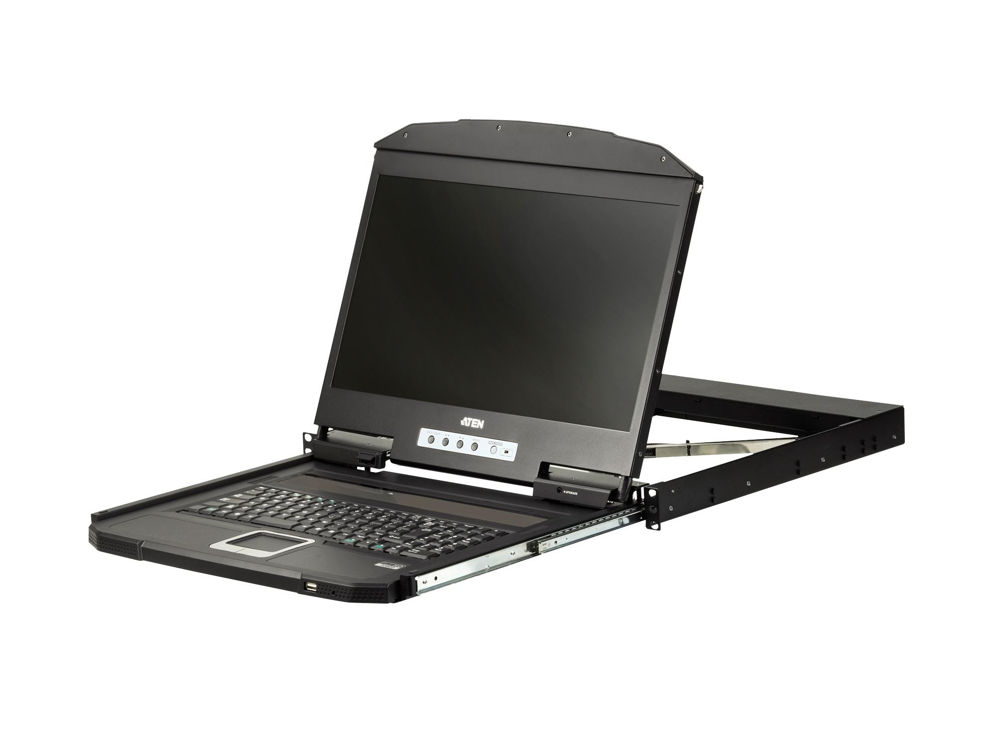 CL3100NX 1U Ultra Short Depth Single Rail WideScreen LCD Console (USB/VGA) with Resolution of 1366x768 by Aten