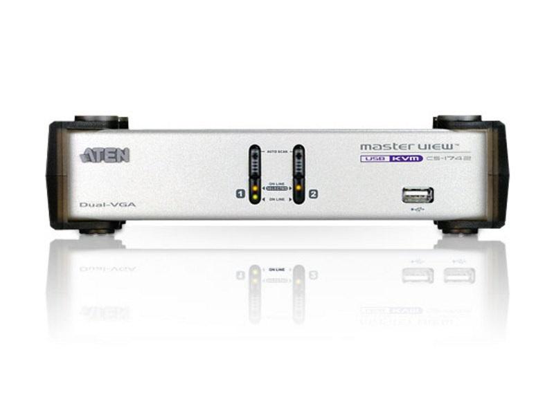CS1742 2-Port USB VGA Dual Display KVMP Switch by Aten