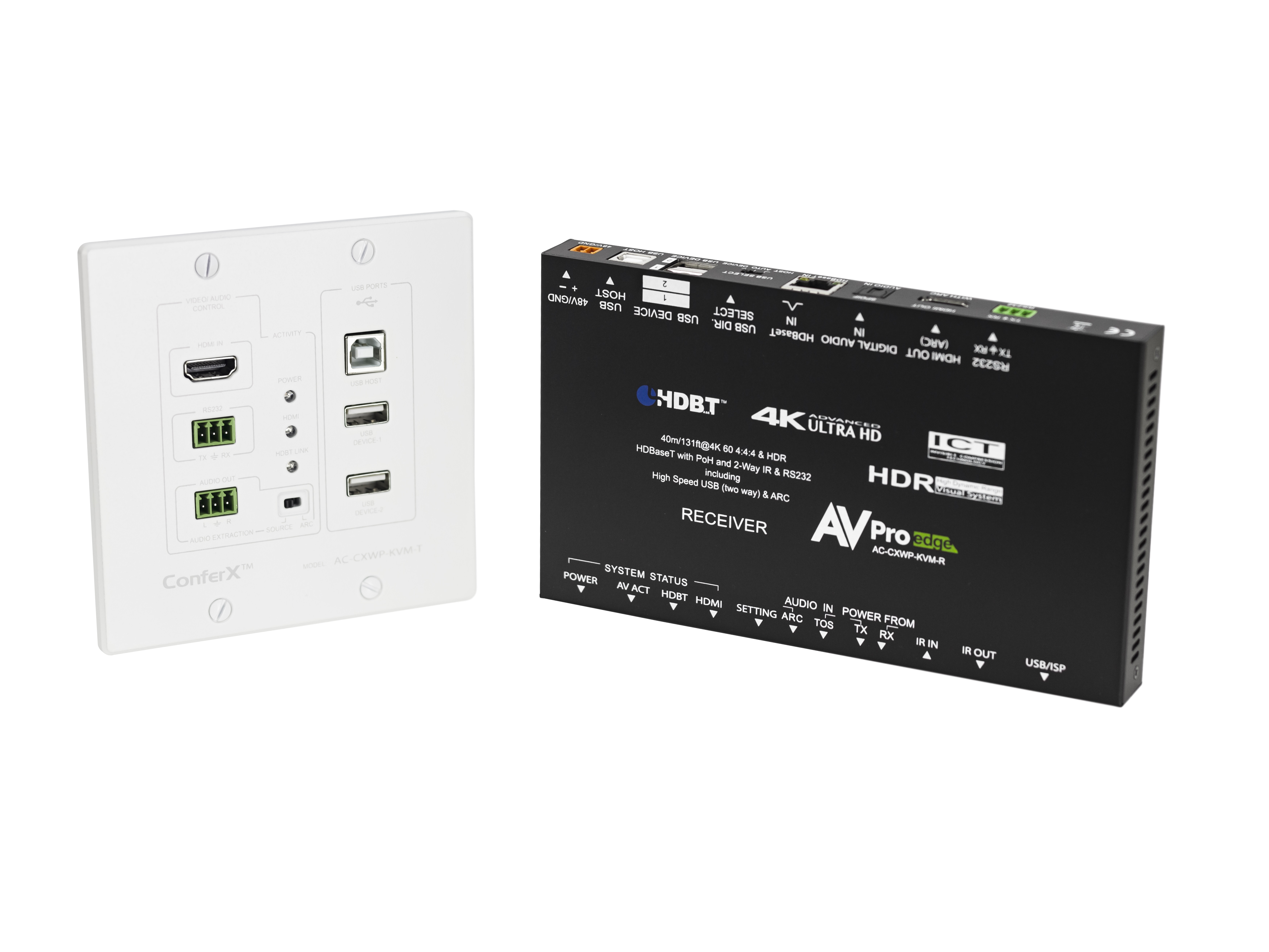 AC-CXWP-KVM-KIT HDMI and Bi-Directional USB Wall Plate Extender (Transmitter/Receiver) Kit via HDBaseT by AVPro Edge