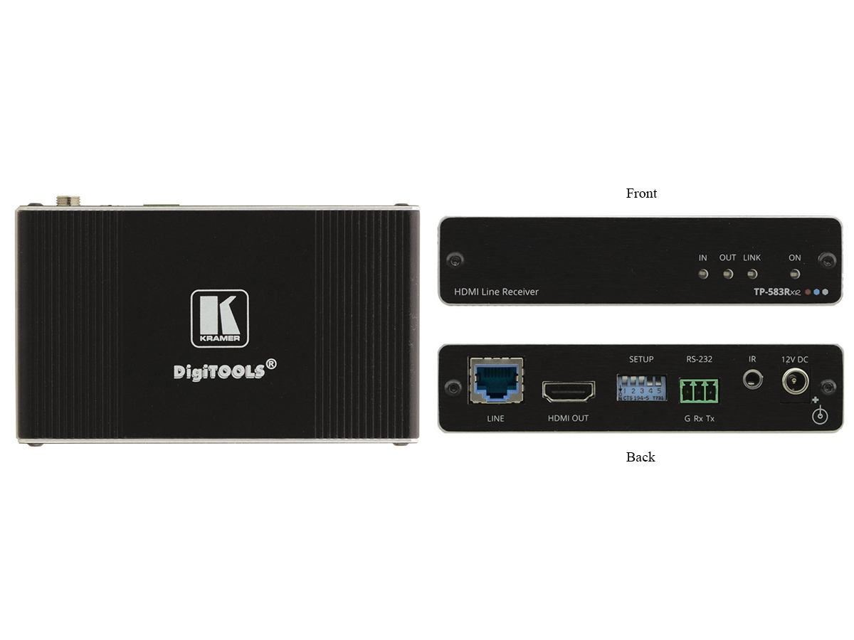 TP-583Rxr 4K HDR HDMI Extender (Receiver) with RS-232/IR over Extended-Reach HDBaseT by Kramer