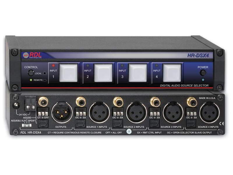 HR-DSX4 AES/EBU and S/PDIF Digital Audio Selector by RDL