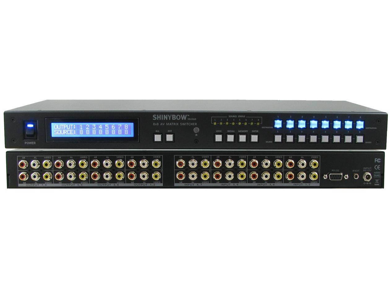 SB-5548LCM 8X8 Composite Video Matrix Switcher w Stereo Audio by Shinybow