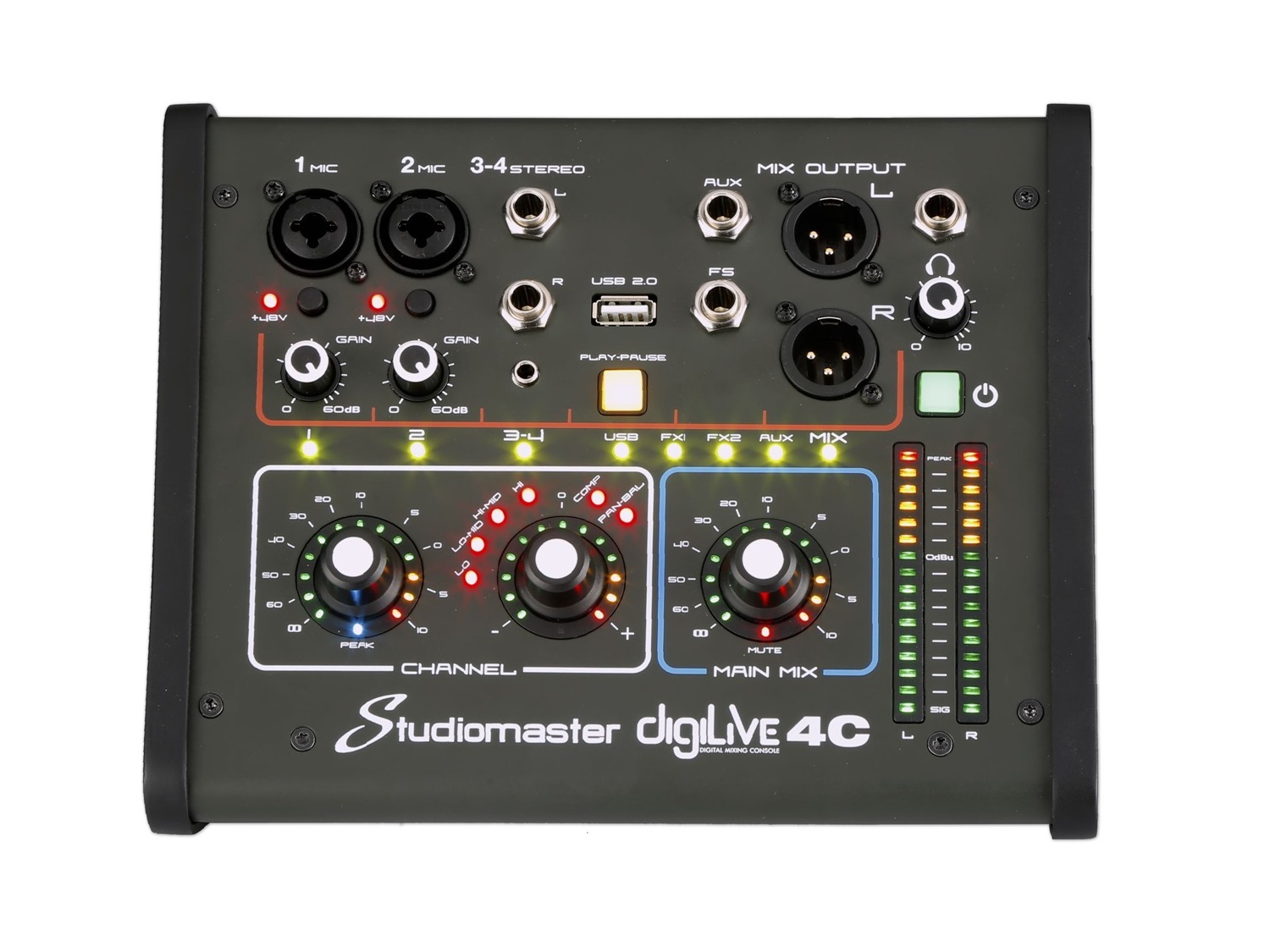 DigiLive 04C 4-Channel Analog Digital Mixing Console by Studiomaster