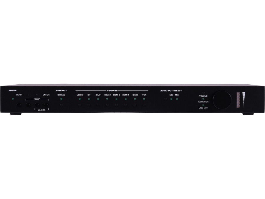 ANI-8X2MFS 8x2 4K60Hz Multi-Format HDMI/DP/USB-C/VGA to HDMI/HDBaseT Scaler Presentation Switch with Audio by A-NeuVideo