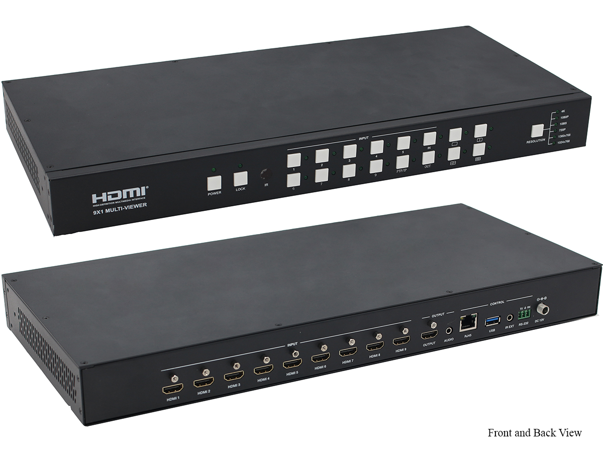 ANI-9-MV 9x1 4K HDCP HDMI Seamless Mutli-Viewer Switcher with IR/RS-232/LAN by A-NeuVideo