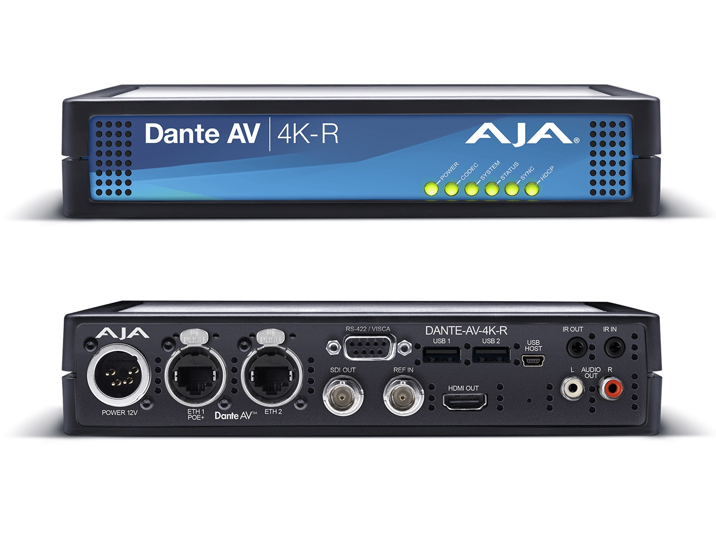 DANTE-AV-4K-R Decode Dante AV Ultra JPEG 2000 into 12G/HDMI Video with Embedded Audio (Receiver) by AJA