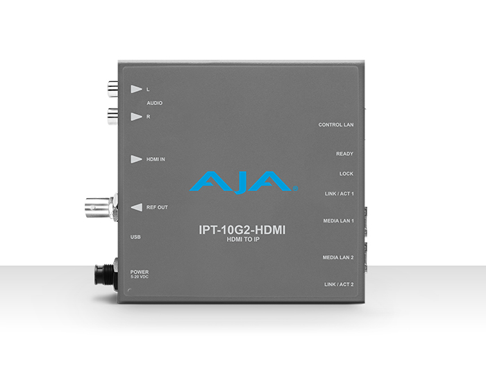 IPT-10G2-HDMI HDMI to SMPTE ST 2110 Video and Audio IP Encoder with Hitless Switching by AJA