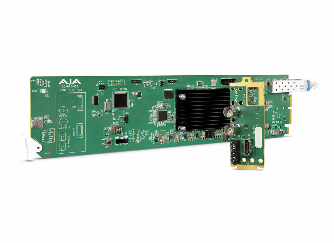 OG-HA5-12G-T-ST OpenGear 4K HDMI 2.0 to 12G-SDI Converter Card with Fiber ST by AJA