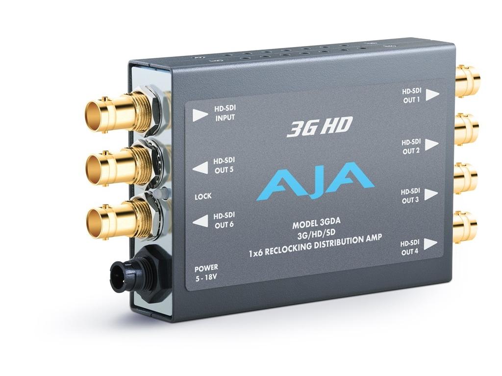 3GDA-b 1x6 3G/HD/SD Reclocking Distribution Amp 3G/HD/SD-SDI and 6 SDI outs by AJA