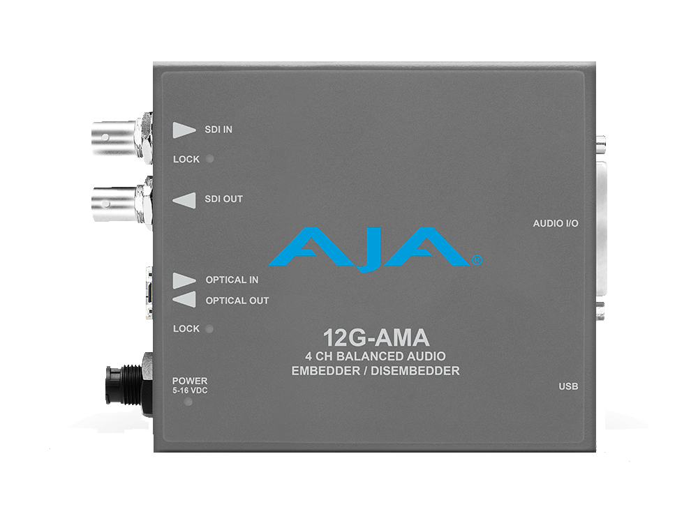 12G-AMA 4-Ch 12G-SDI Balanced Analog Audio Embedder/Disembedder with Fiber Options/8 XLR Connectors by AJA