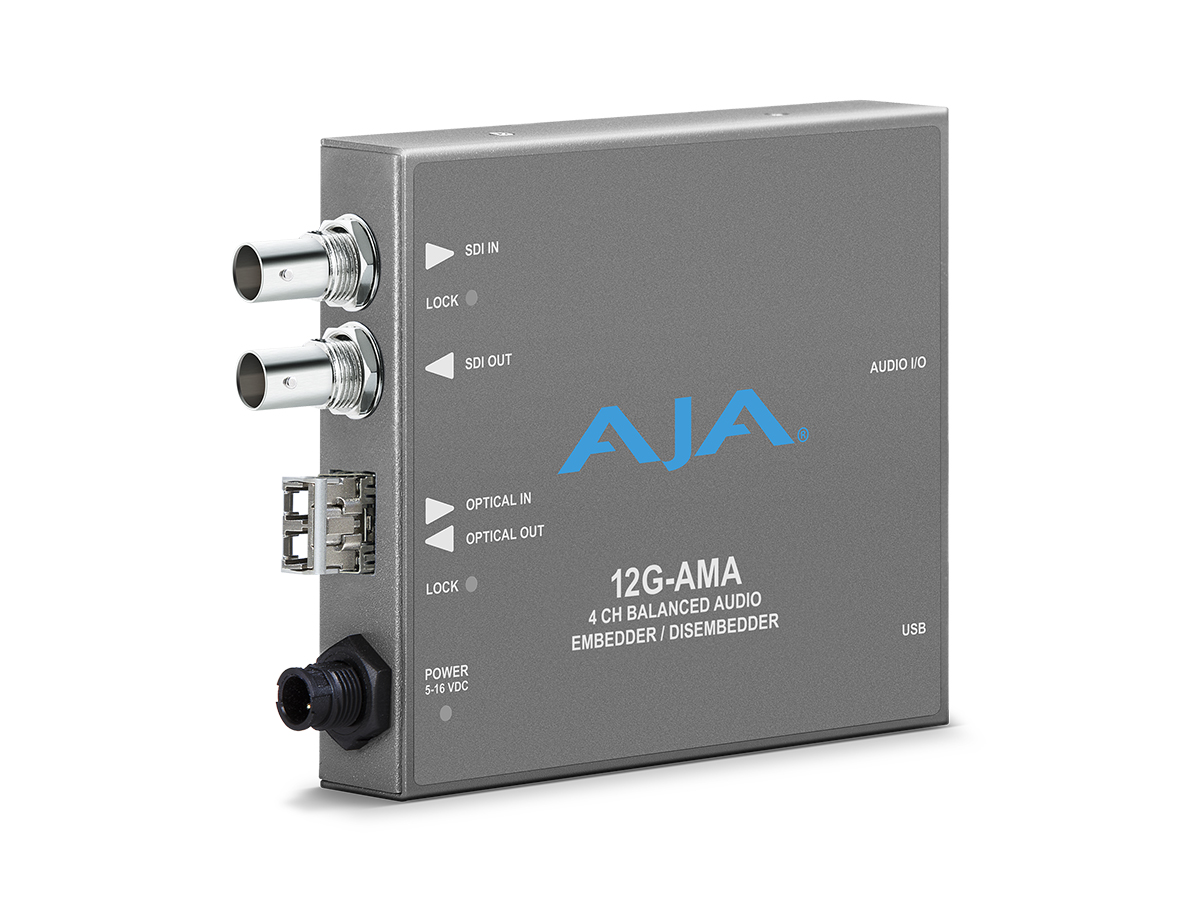 12G-AMA-R 4-Ch 12G-SDI Balanced Analog Audio Embedder/Disembedder with Single LC Fiber Receiver by AJA