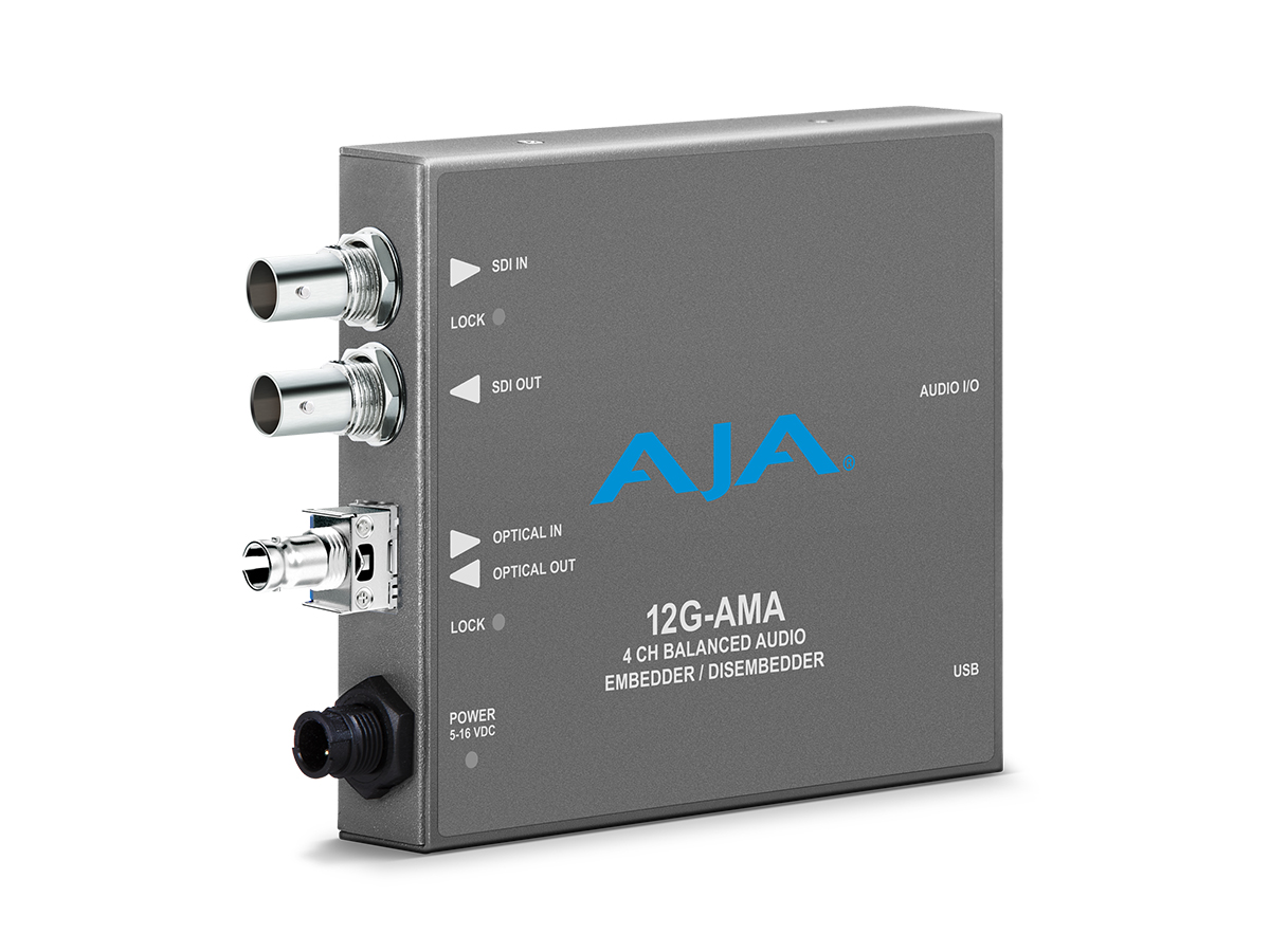 12G-AMA-R-ST 4-Ch 12G-SDI Balanced Analog Audio Embedder/Disembedder with Single ST Fiber Receiver by AJA