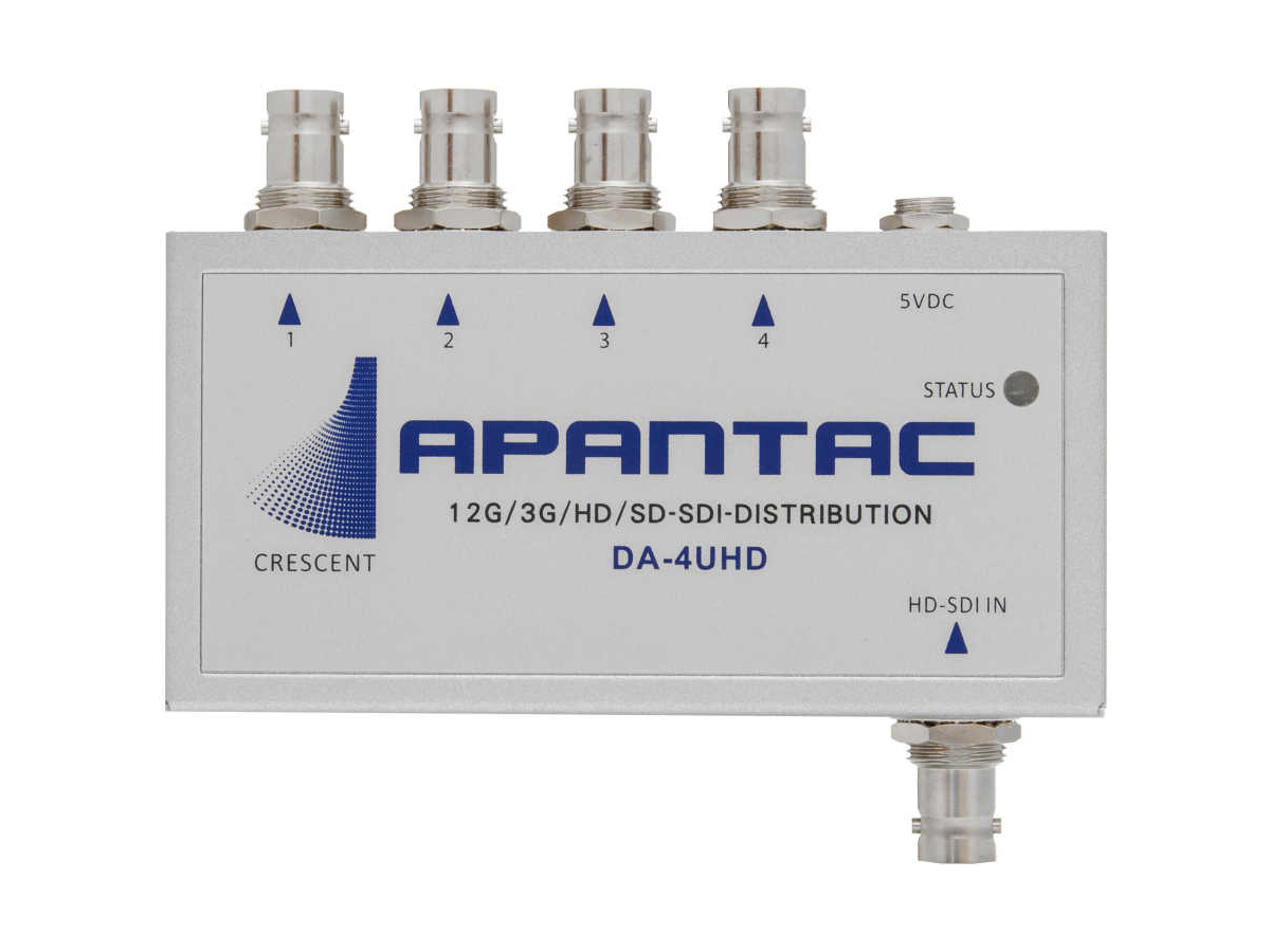 DA-4UHD 12G-SDI 1x4 Reclocking Distribution Amplifier by Apantac