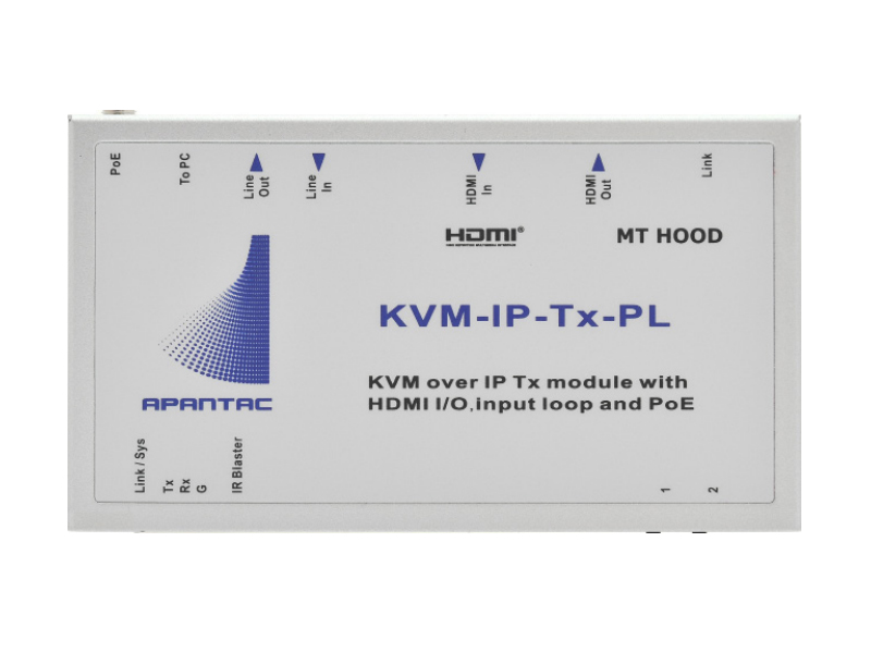 KVM-IP-Tx-PL KVM Extender (Transmiter) based on Gigabit Ethernet Technology with Looping Input and POE by Apantac