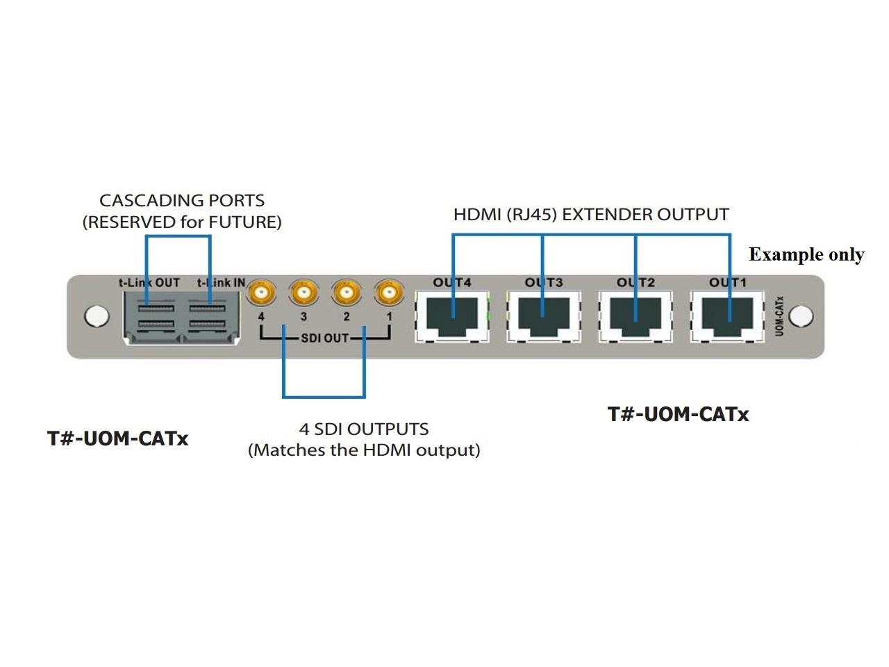 UOM-CAT6-A Out Rear Module for OPM-A w 4 HDMI/DVI over CAT6/4 SDI Out by Apantac