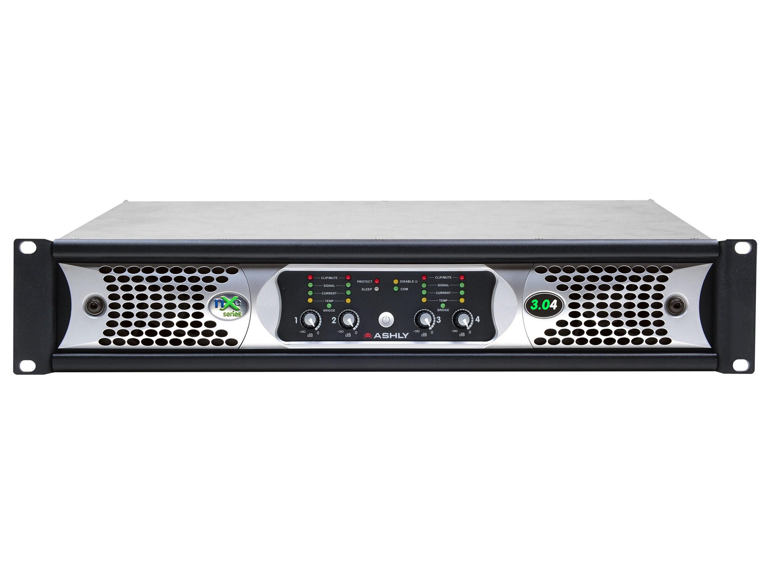 nXe3.04bd 4x 3000 Watts/2 Ohms Network Power Amplifier with OPDante and OPDAC4 Option Cards by Ashly