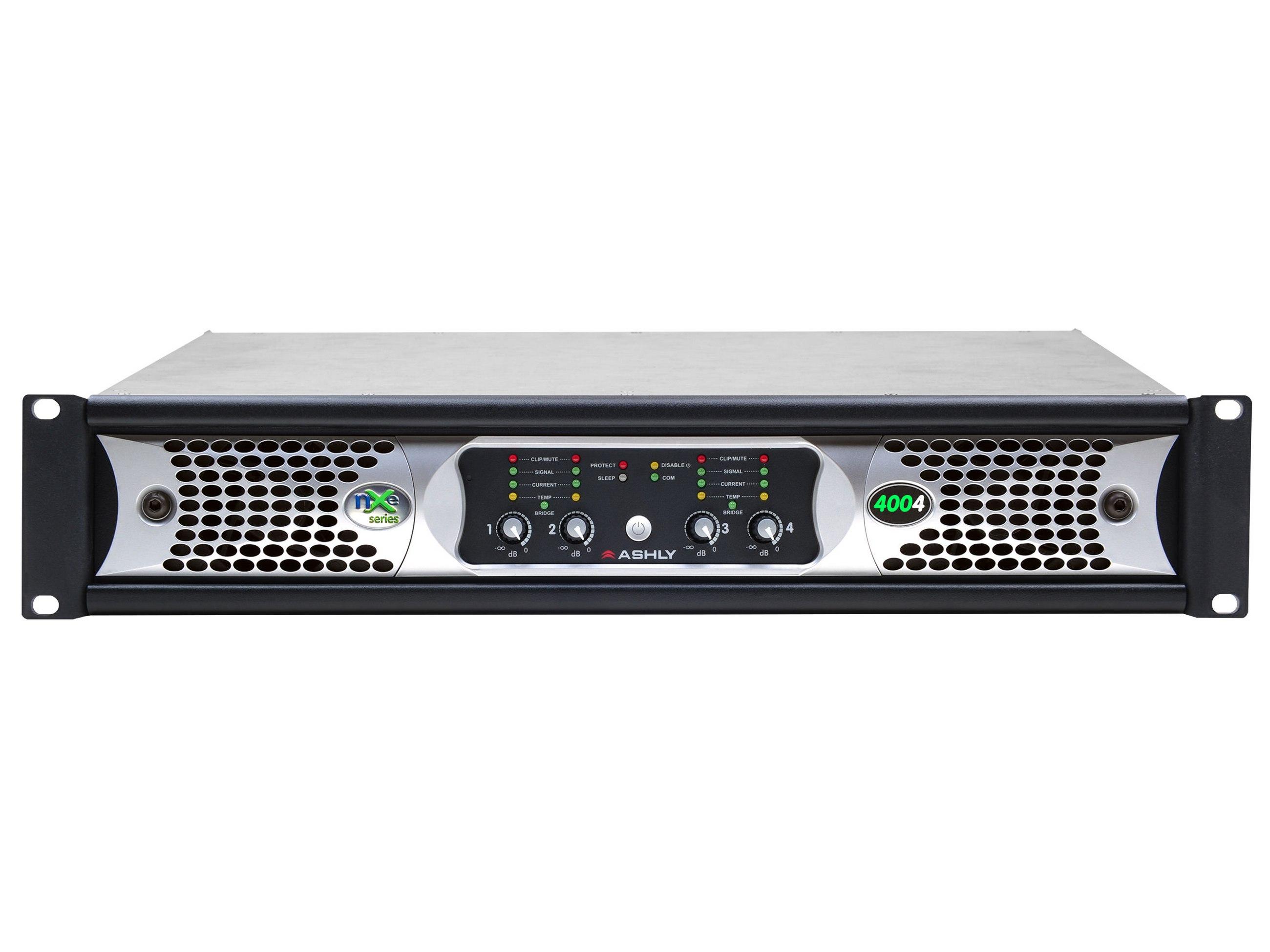 nXe4004bd 4x 400 Watts/2 Ohms Network Power Amplifier with OPDante and OPDAC4 Option Cards by Ashly