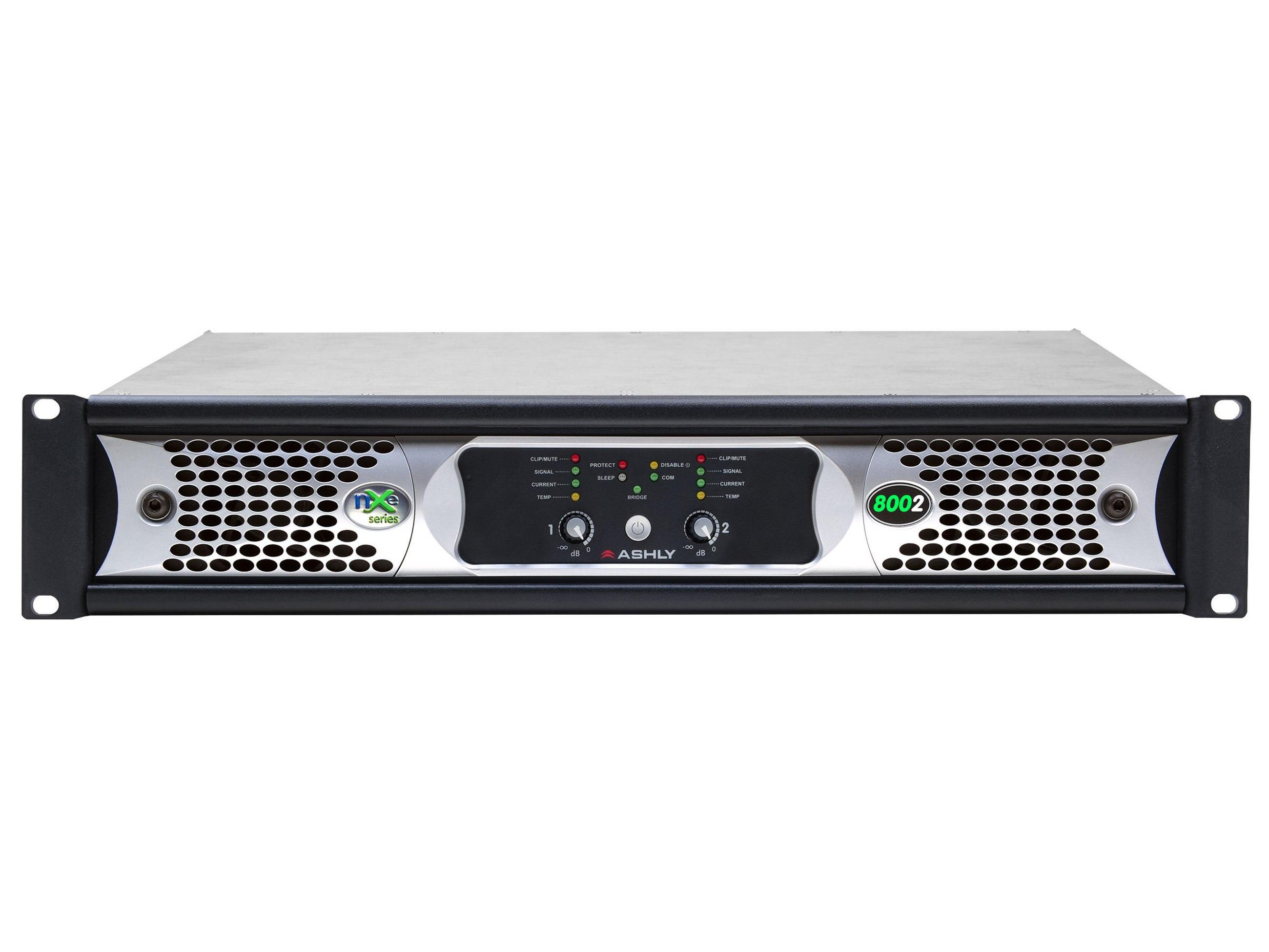 nXe8002bd 2x 800 Watts/2 Ohms Network Power Amplifier with OPDante and OPDAC4 Option Cards by Ashly