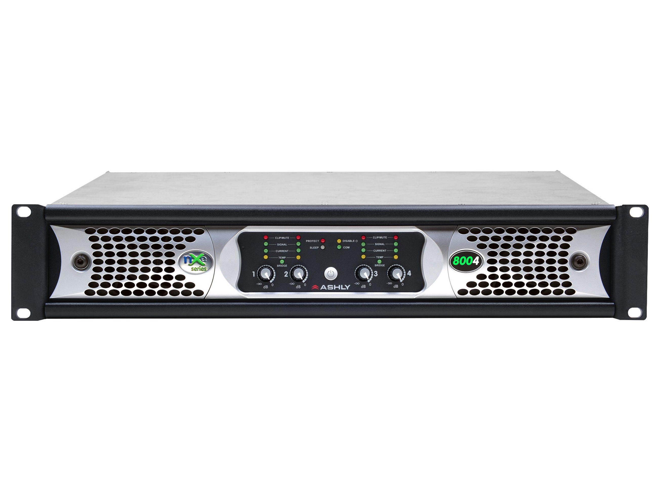 nXe8004bd 4x 800 Watts/2 Ohms Network Power Amplifier with OPDante and OPDAC4 Option Cards by Ashly