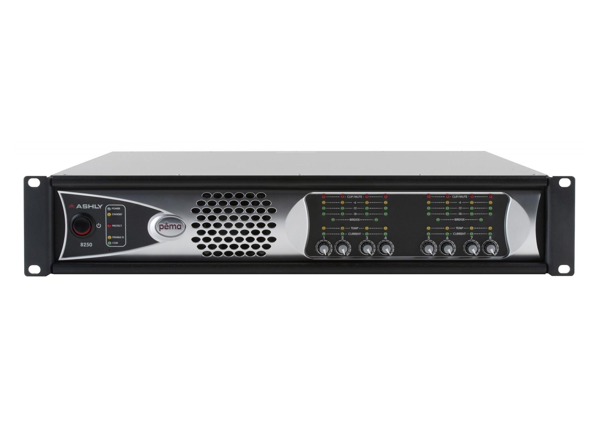 pema 8250.70d 8x 250W/70V Dante Network Power Amplifier/Constant Voltage with 8x8 Protea DSP by Ashly