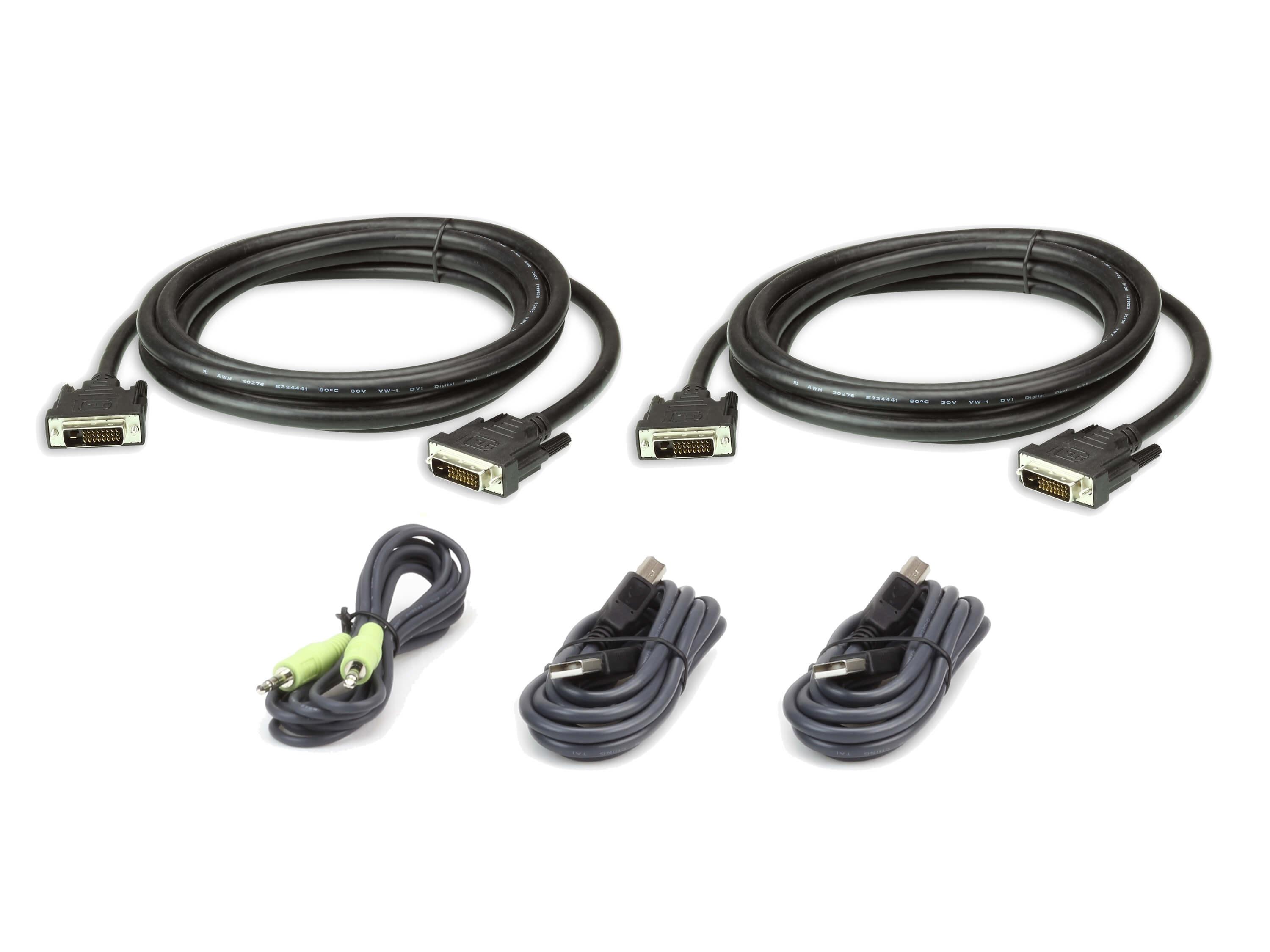 2L-7D03UDX5 3m USB DVI-D Dual Link Dual Display Secure KVM Cable Kit by Aten
