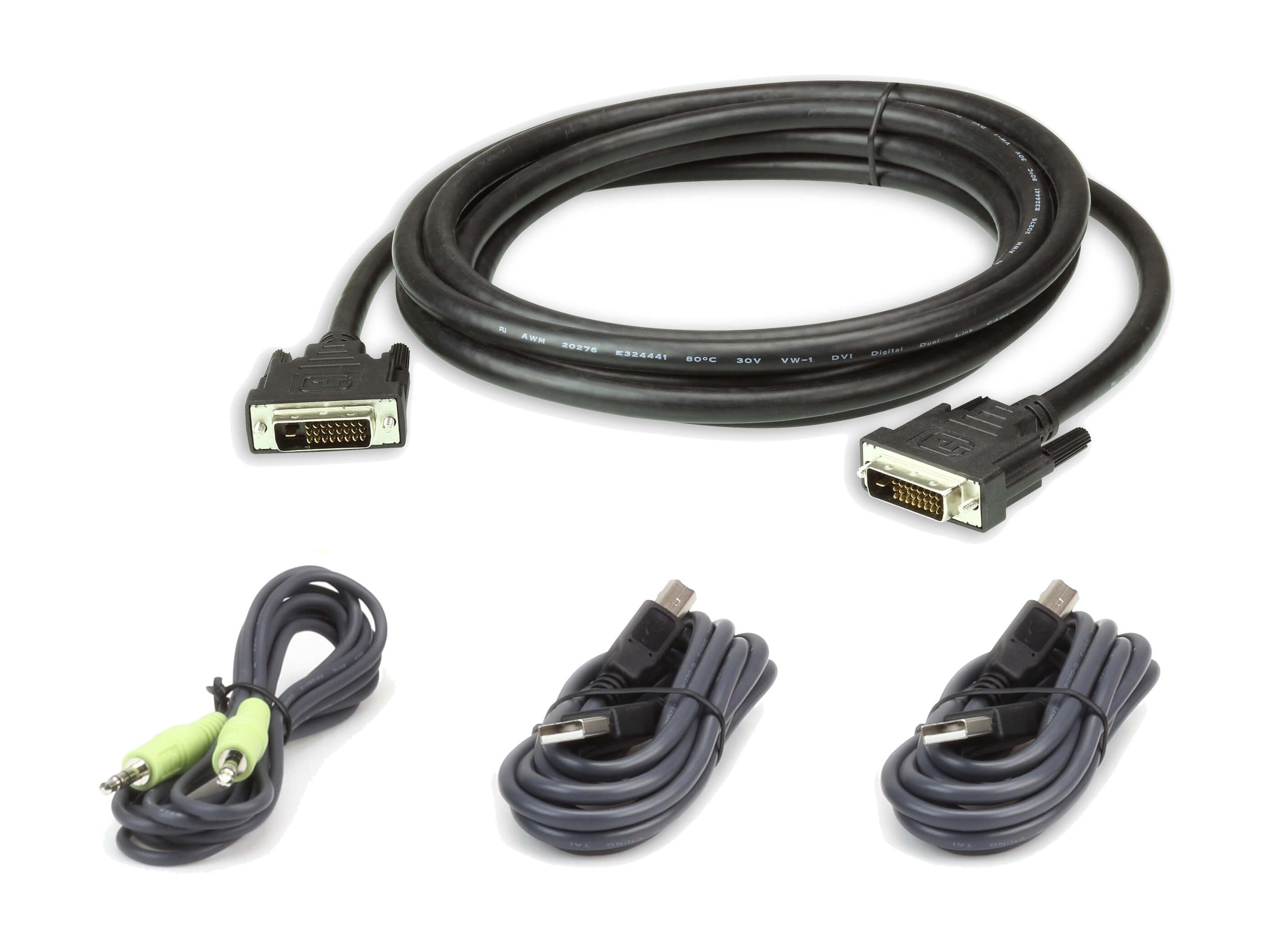 2L7D03UDX4 10ft Single Display DVI-D Secure KVM Cable Kit by Aten