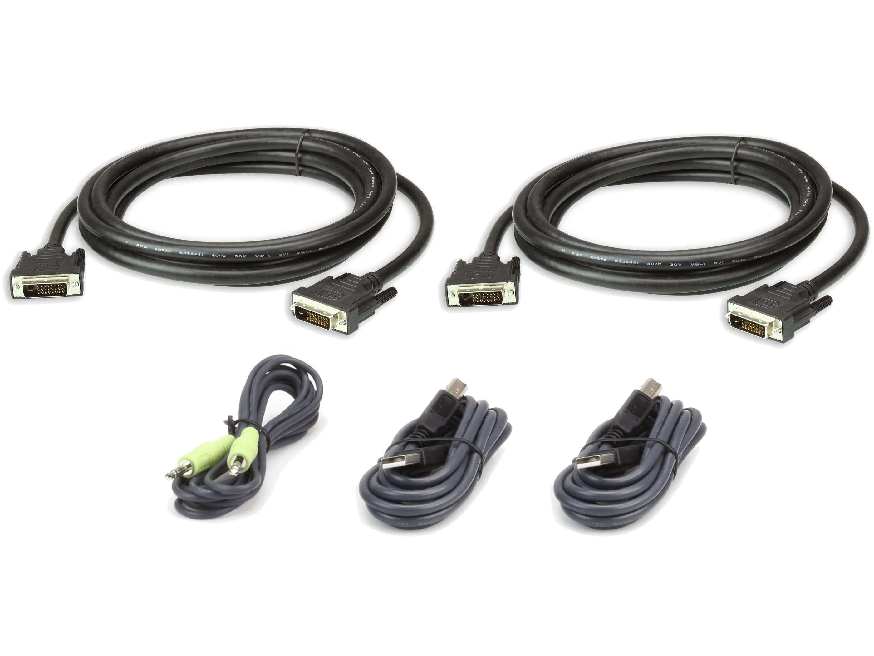 2L7D03UDX5 10ft Dual Display DVI-D Secure KVM Cable Kit by Aten