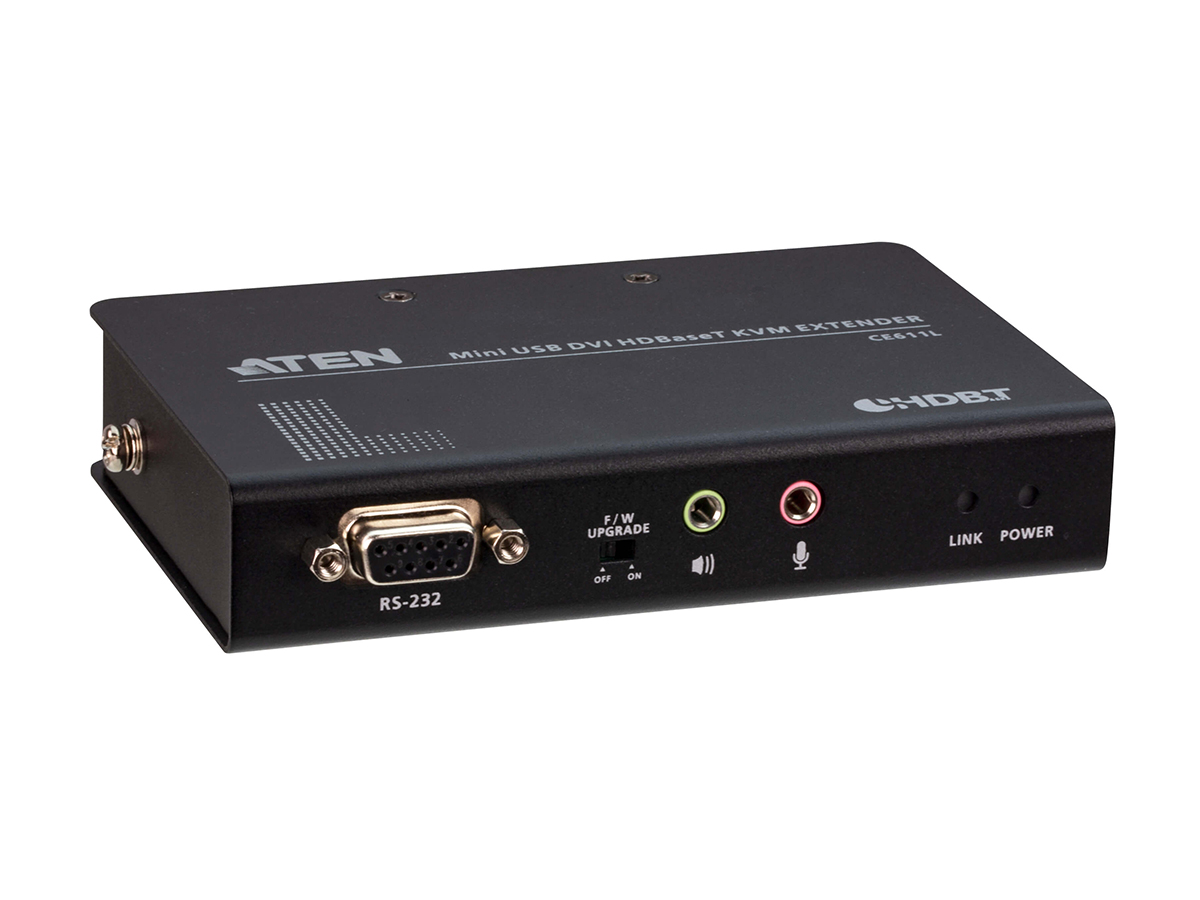 CE611 Mini USB DVI HDBaseT KVM Extender (Transmitter/Receiver) Kit with Audio up to 330ft/100m by Aten
