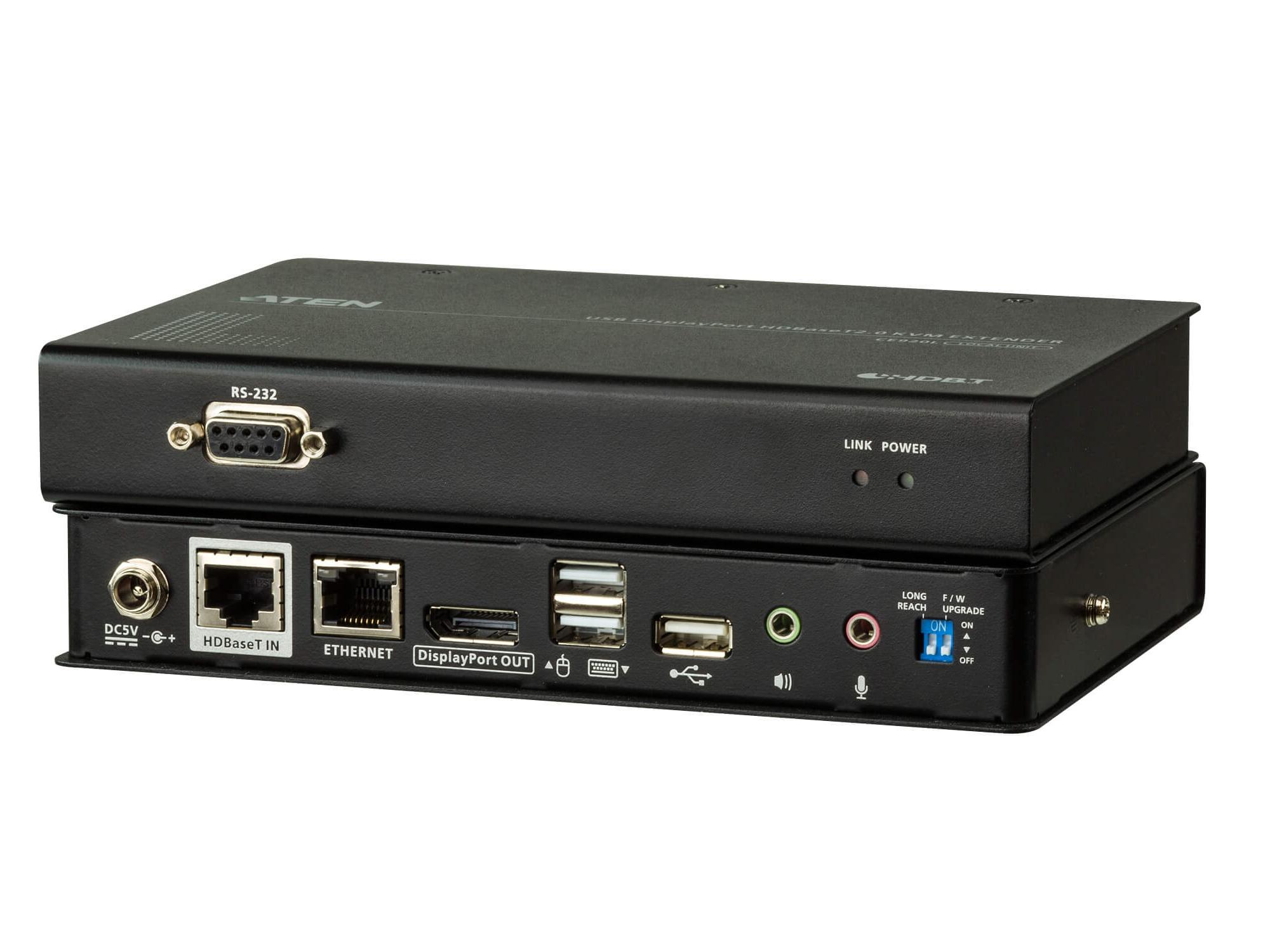 CE920 4K USB DisplayPort HDBaseT 2.0 KVM Extender (Transmitter/Receiver) Kit up to 100m by Aten
