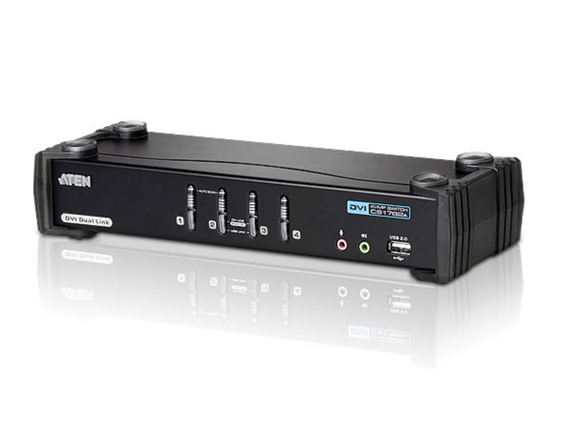 CS1784A-RT 4-port Dual-Link DVI KVMP with USB 2.0 and 2.1 Audio Support by Aten