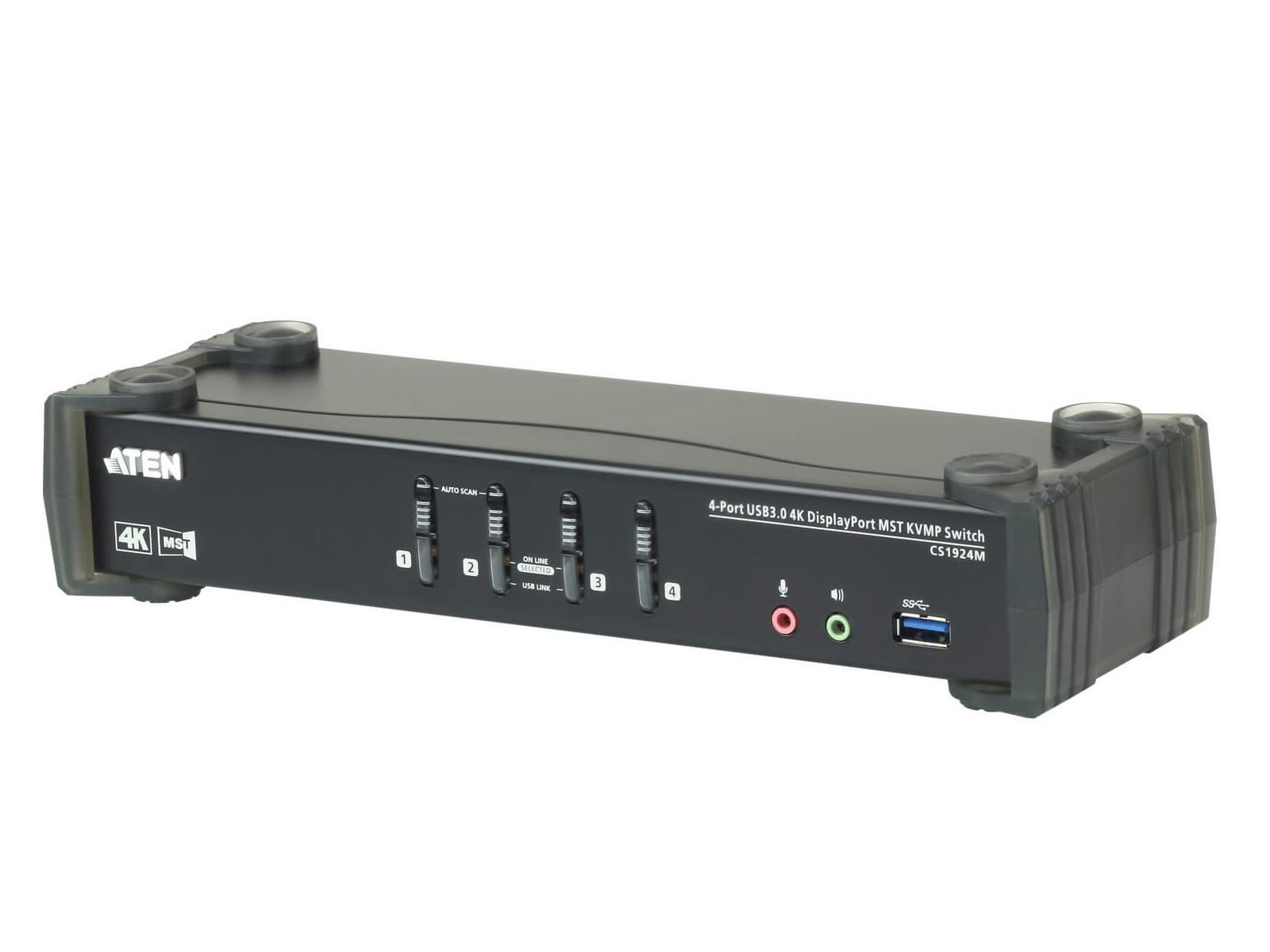 CS1924M 4-Port USB 3.0 4K DisplayPort MST KVMP Switch by Aten