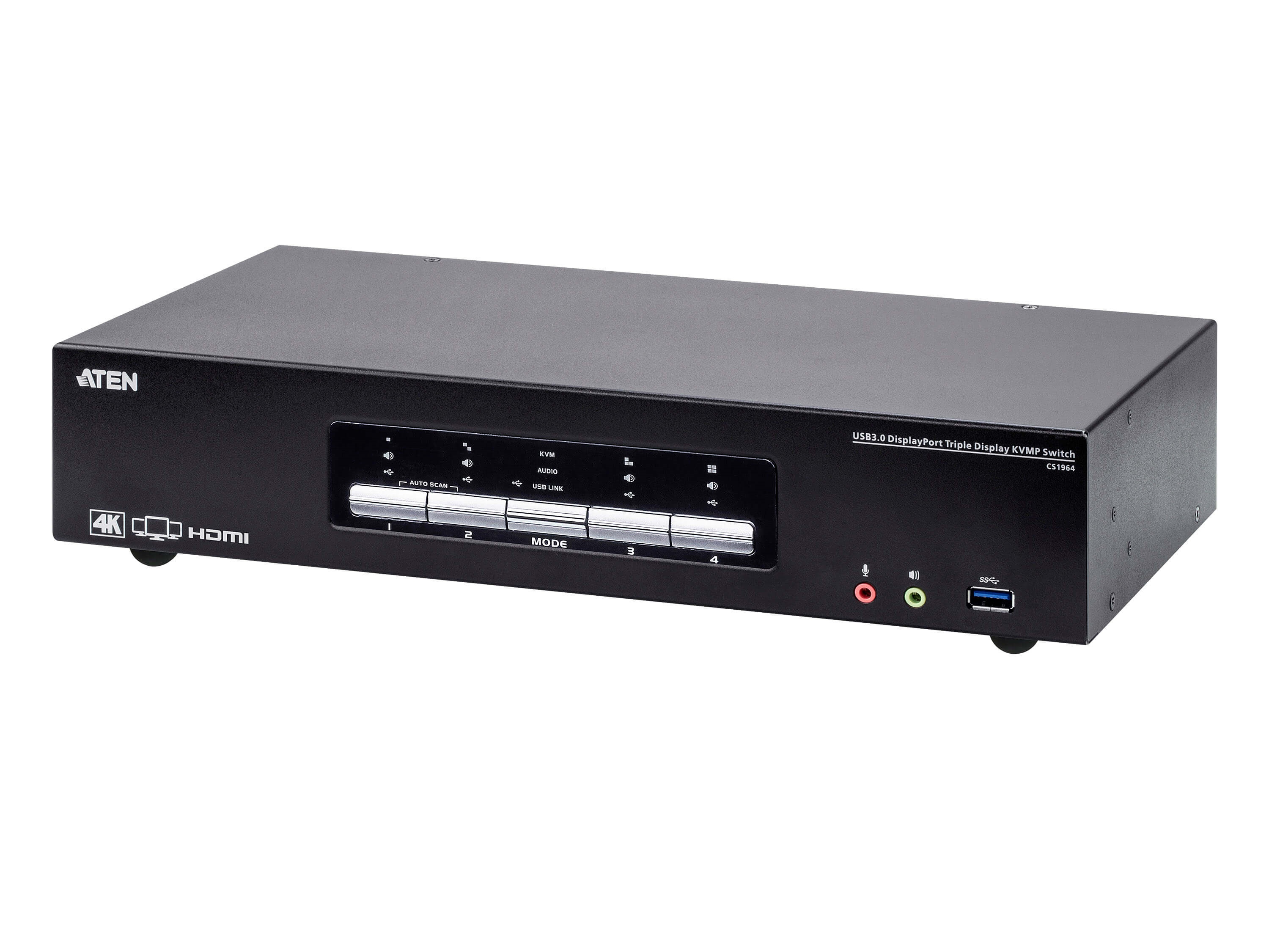 CS1964 4-Port USB3.0 4K DisplayPort Triple Display KVMP Switch by Aten