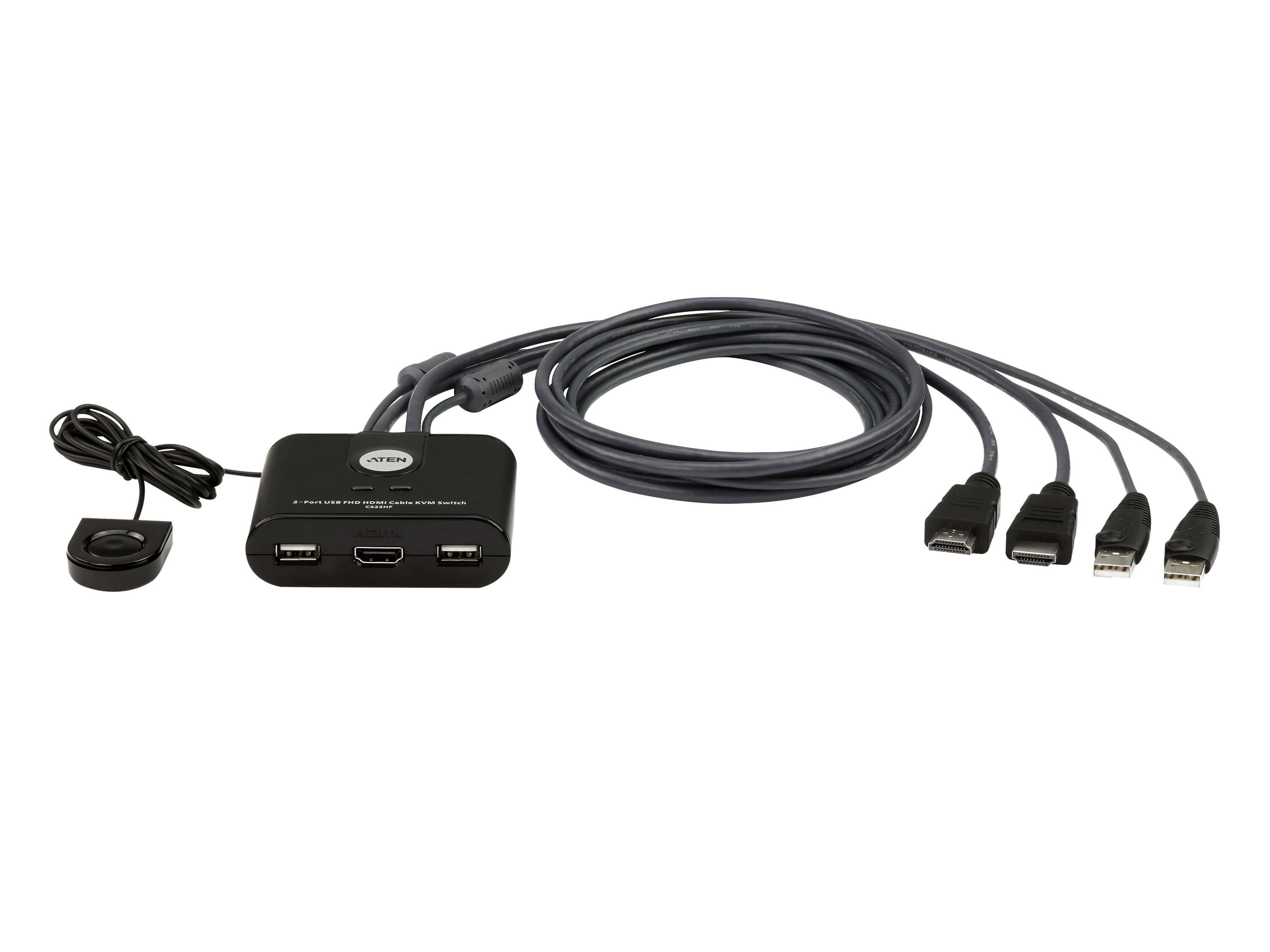 CS22HF 2-Port USB FHD HDMI Cable KVM Switch by Aten