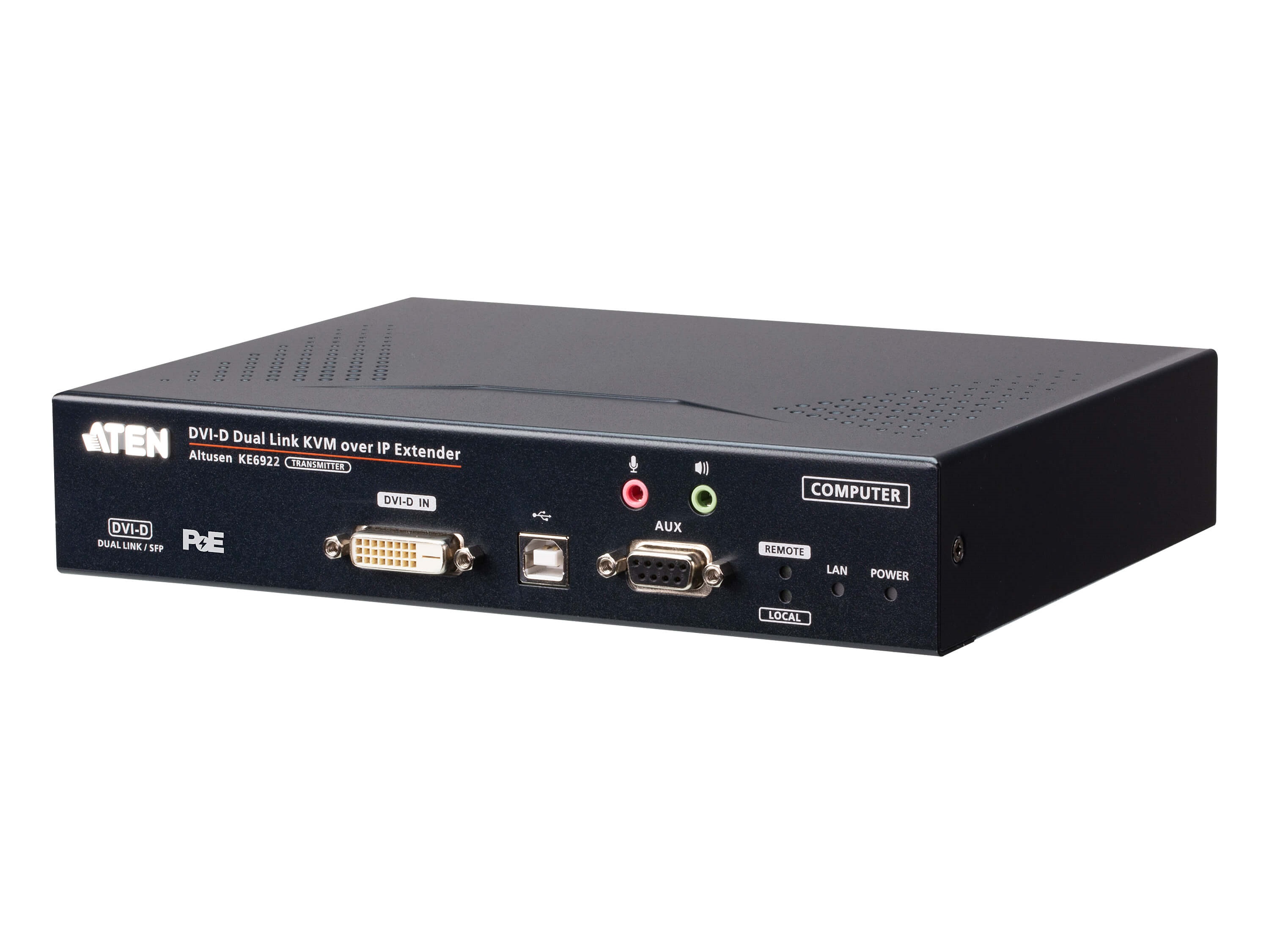 KE6922T 2K DVI-D Dual-Link KVM over IP Transmitter with Dual SFP and PoE by Aten