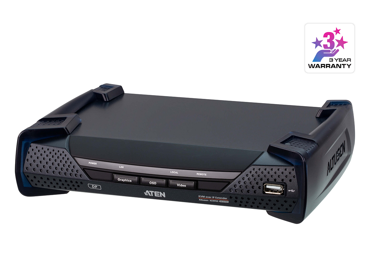 KE9950R 4K DisplayPort Single Display KVM over IP Extender (Receiver) with Audio/Serial/SFP Fiber by Aten