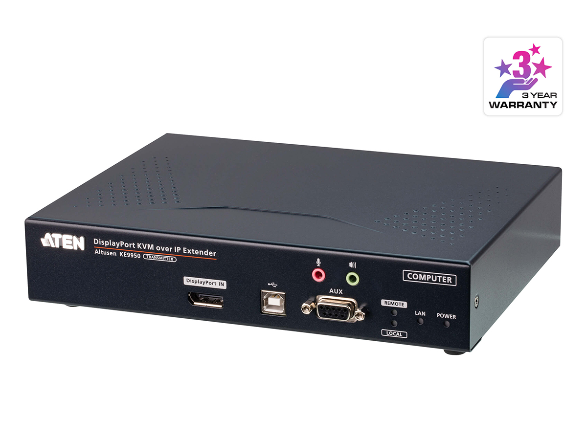 KE9950T 4K DisplayPort Single Display KVM over IP Extender (Transmitter) with Audio/Serial/SFP Fiber by Aten