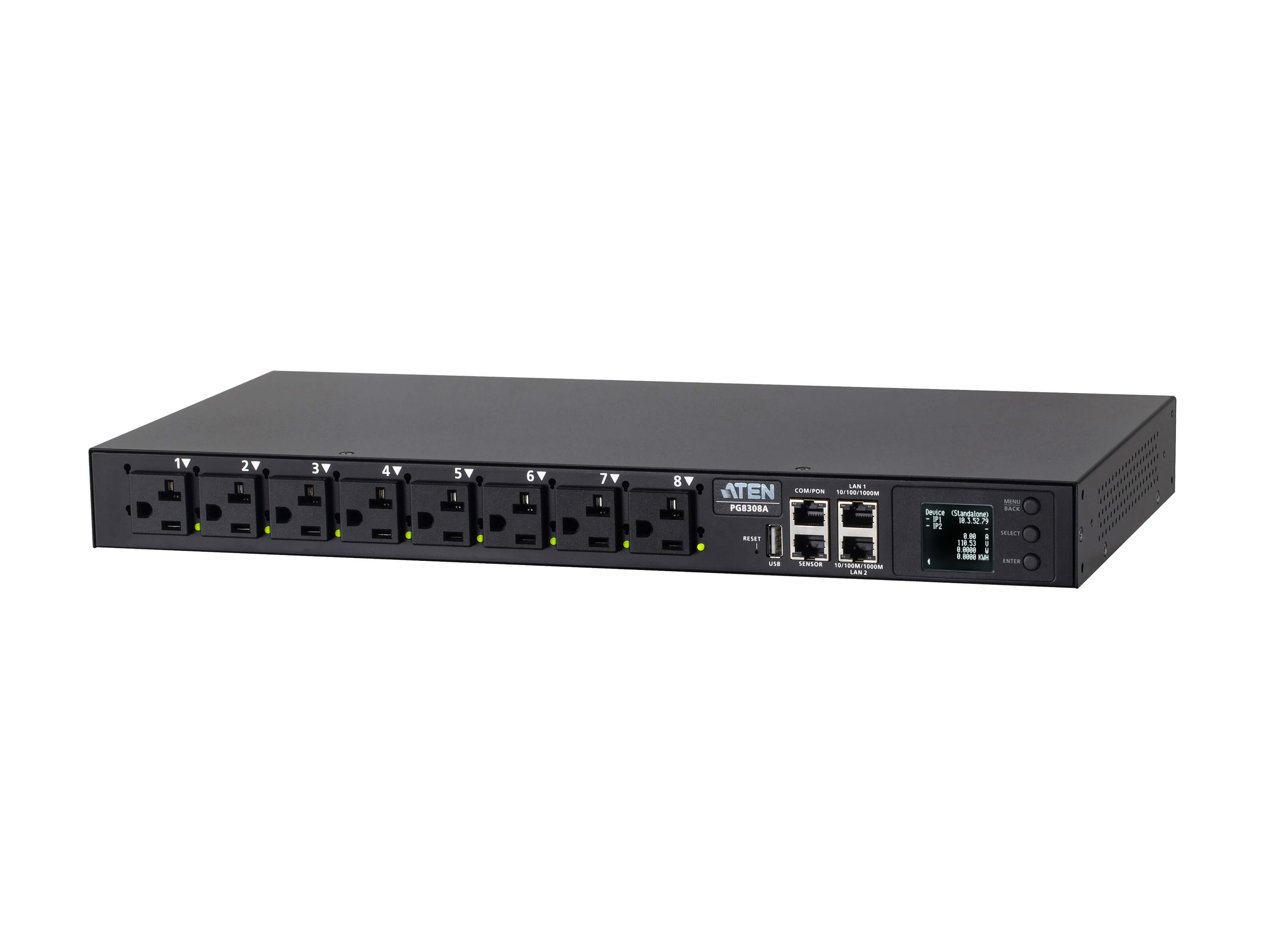 Aten PG8308A 8-Outlet 30A Outlet-Metered / Switched PDU Dual Gigabit