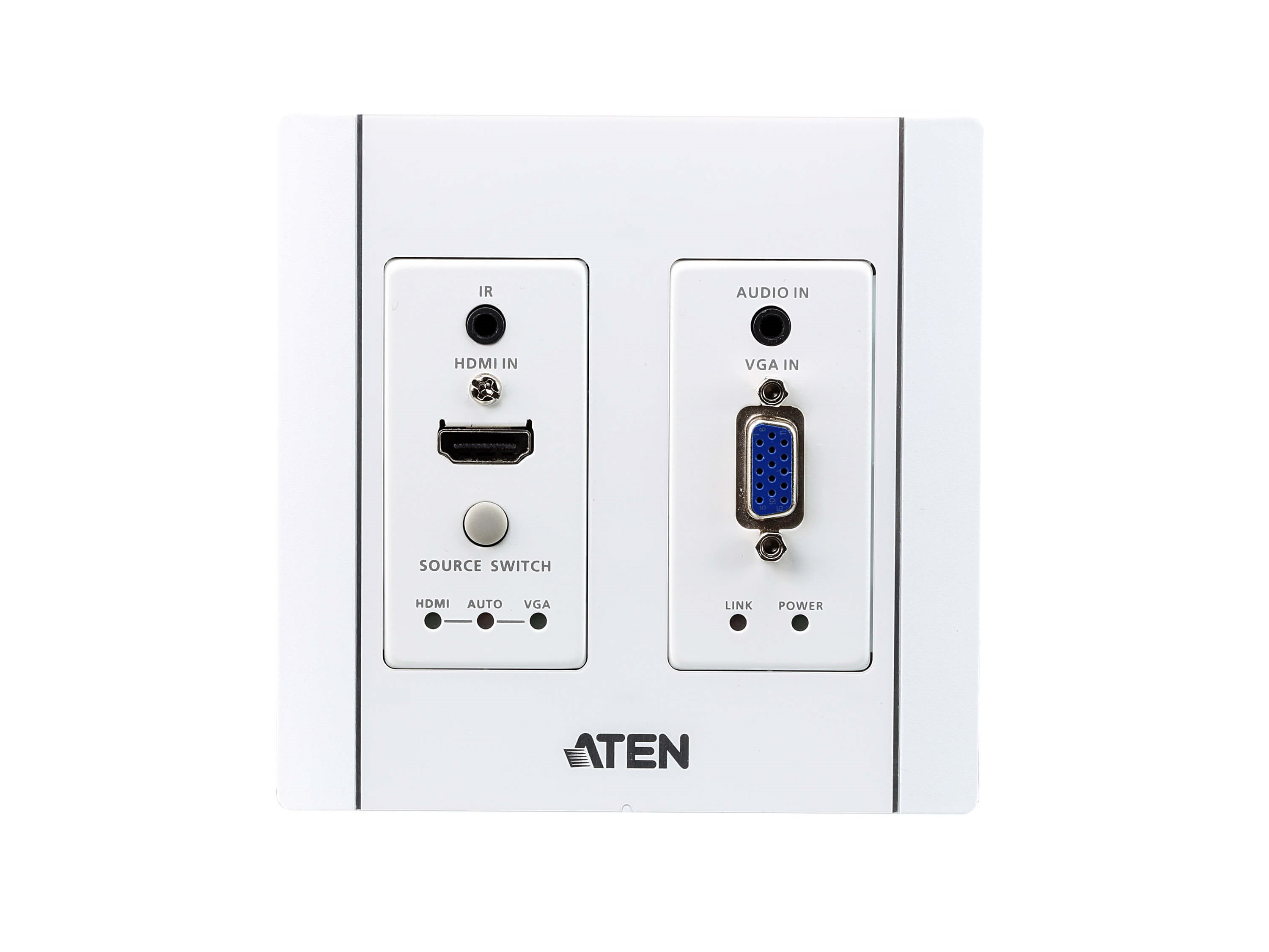 VE2812AUST HDMI and VGA HDBaseT Transmitter with US Wall Plate/PoH (4K@100m/HDBaseT Class A/PoH PD) by Aten