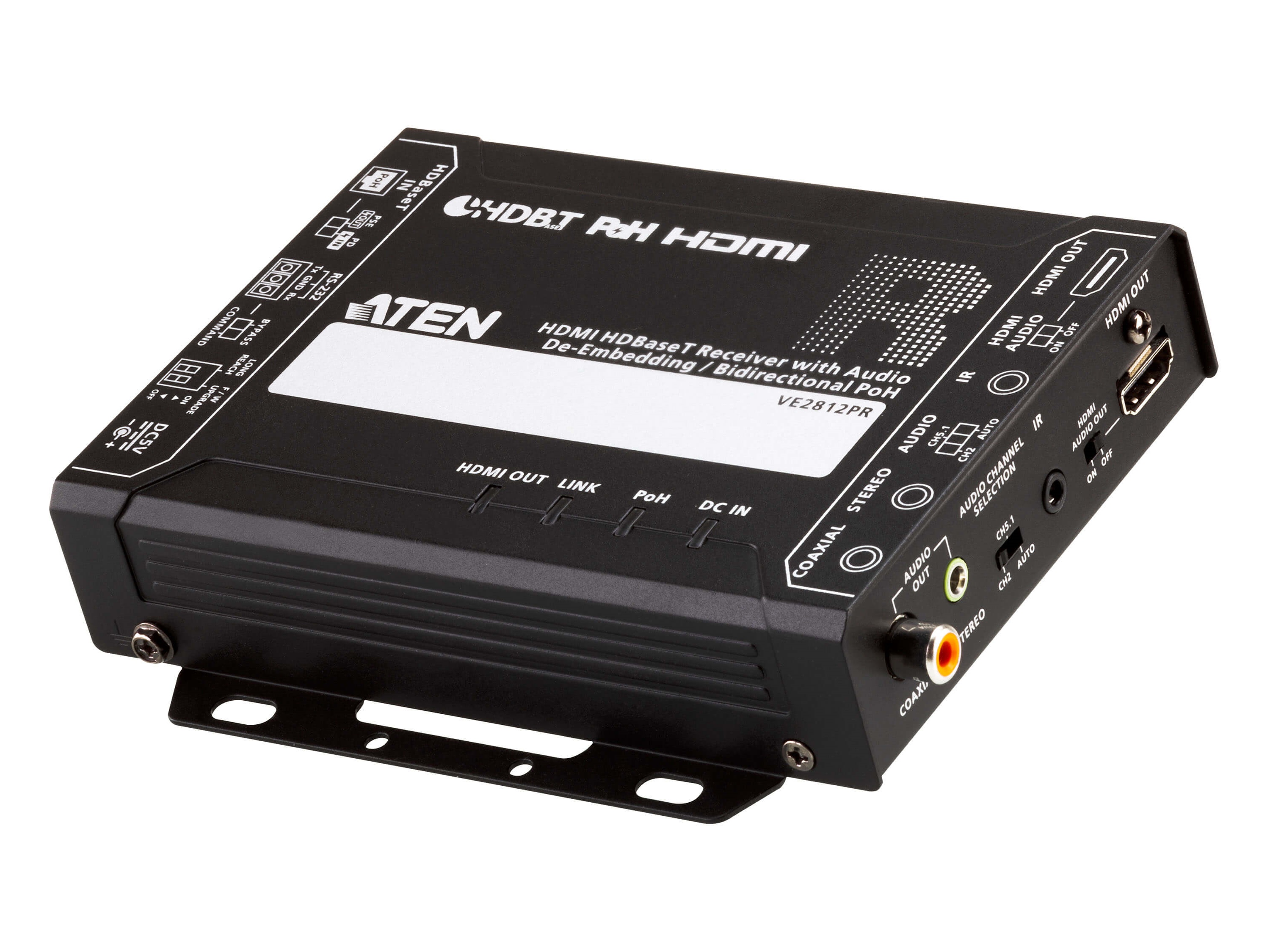 VE2812PR 4K/100m HDMI HDBaseT Receiver with Audio De-Embedding/Bi-Directional PoH/HDBaseT Class A/PoH PSE and PD by Aten