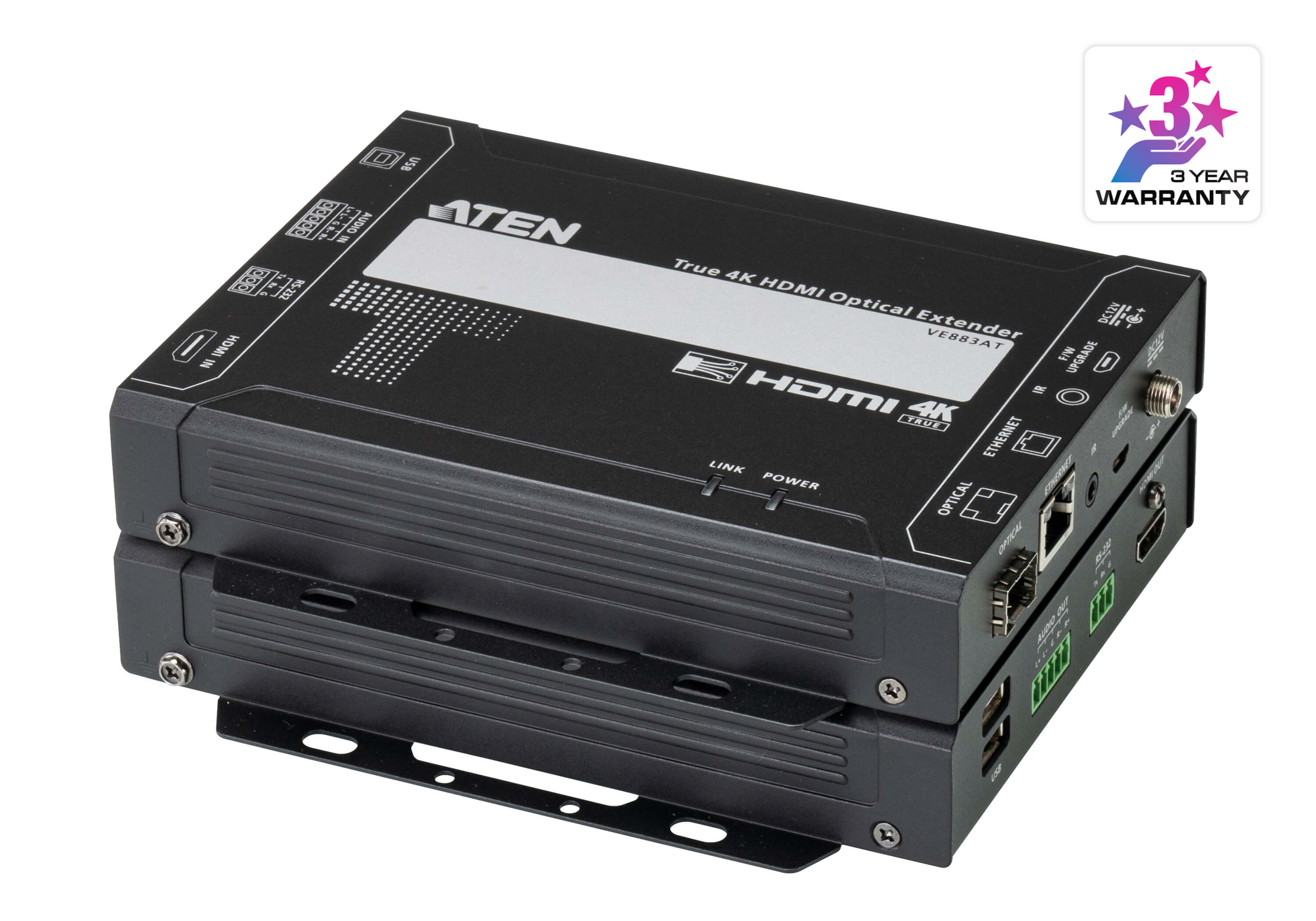 VE883AK1 True 4K HDMI Optical Extender (4K@300m (K1, MM) / 10km (K2, SM)) by Aten