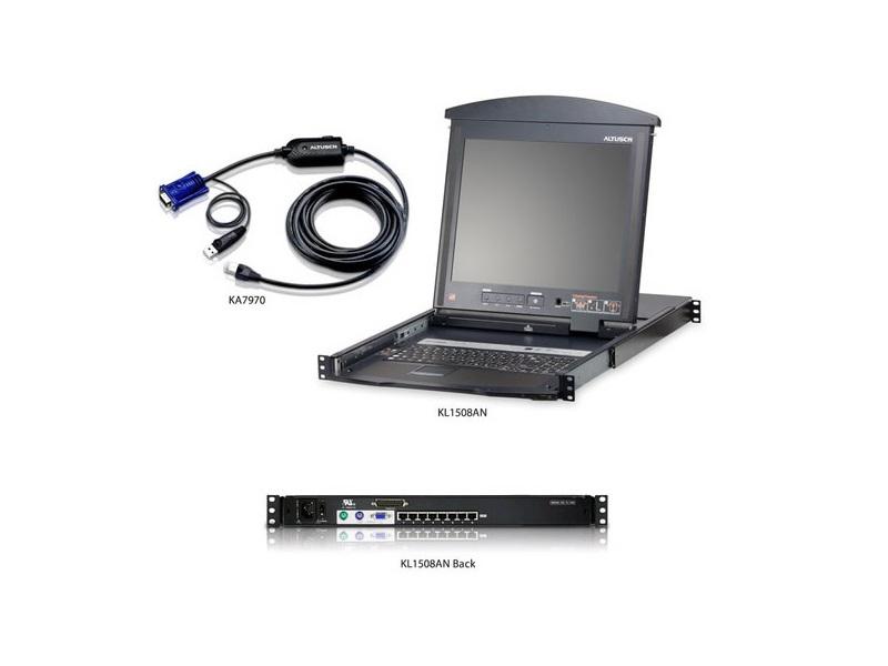 KL1508ANUKit 8-port 19in Dual Rail LCD KVM Switch and Cable Bundle by Aten