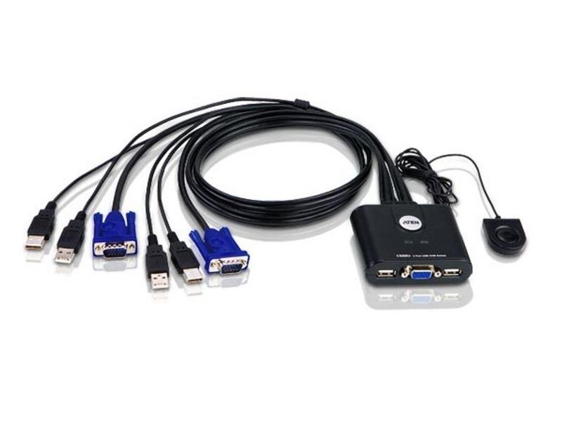 CS22U 2-Port USB VGA Cable KVM Switch with Remote Port Selector by Aten