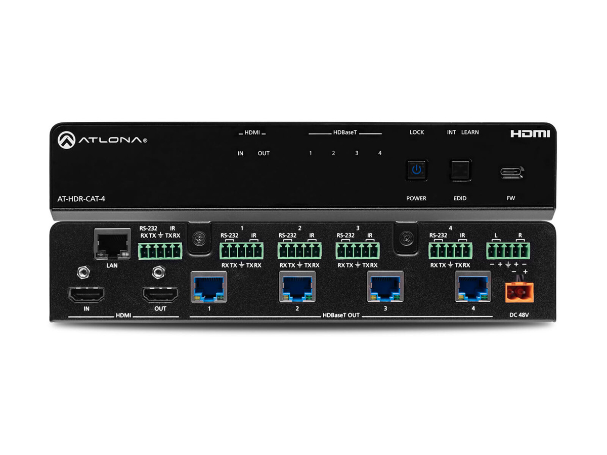 Atlona AT-HDR-CAT-4 HDBaseT 4-Out 4K/60 4:4:4 HDR Splitter / Audio De-embed