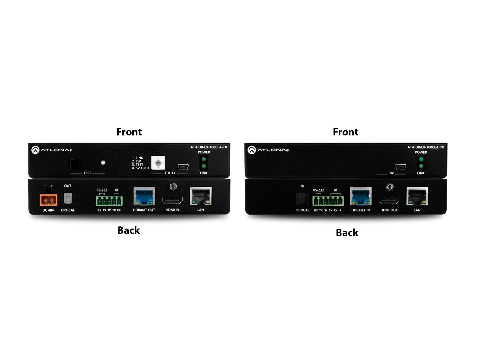 AT-HDR-EX-100CEA-KIT 4K HDR HDMI/HDBaseT Extender (Transmitter/Receiver) Set with IR/RS-232/Ethernet/PoE by Atlona