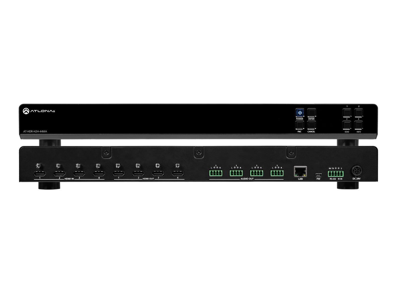 AT-HDR-H2H-44MA 4K HDR 4x4 HDMI Matrix Switcher with TCP/IP/RS-232/IR control by Atlona