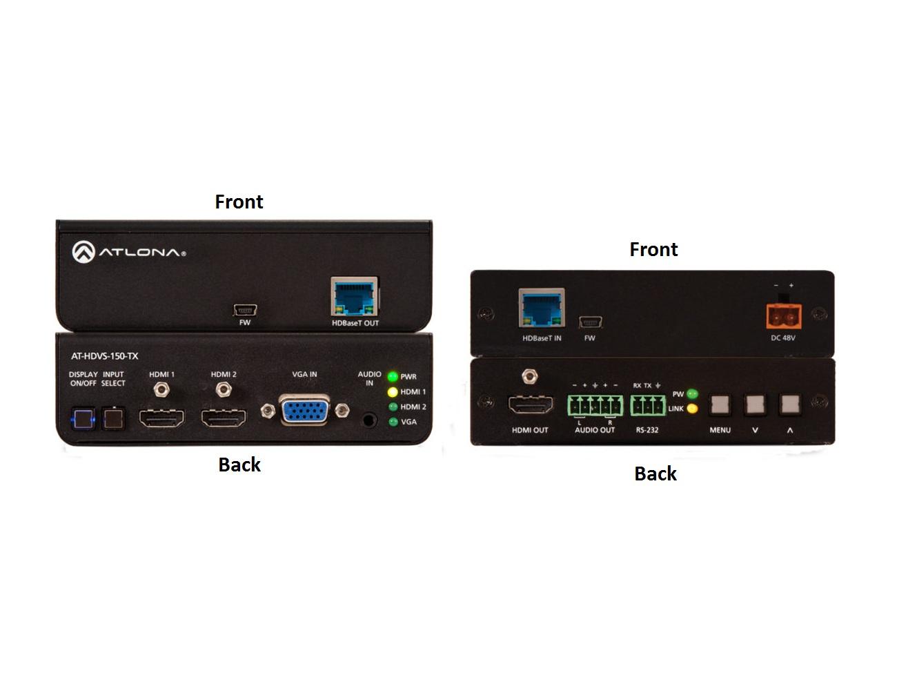 AT-HDVS-150-KIT HDBaseT/HDMI Extender (Transmitter/Receiver) Set with 3-Input Switcher and HD Scaler by Atlona