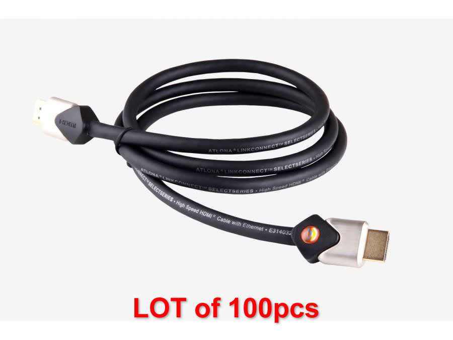 AT-LCS-8_L100 8ft 1080P 4K HDR High Speed HDMI 18Gbps Cable with Ethernet for PS4 XBOX One LOT of 100pcs by Atlona