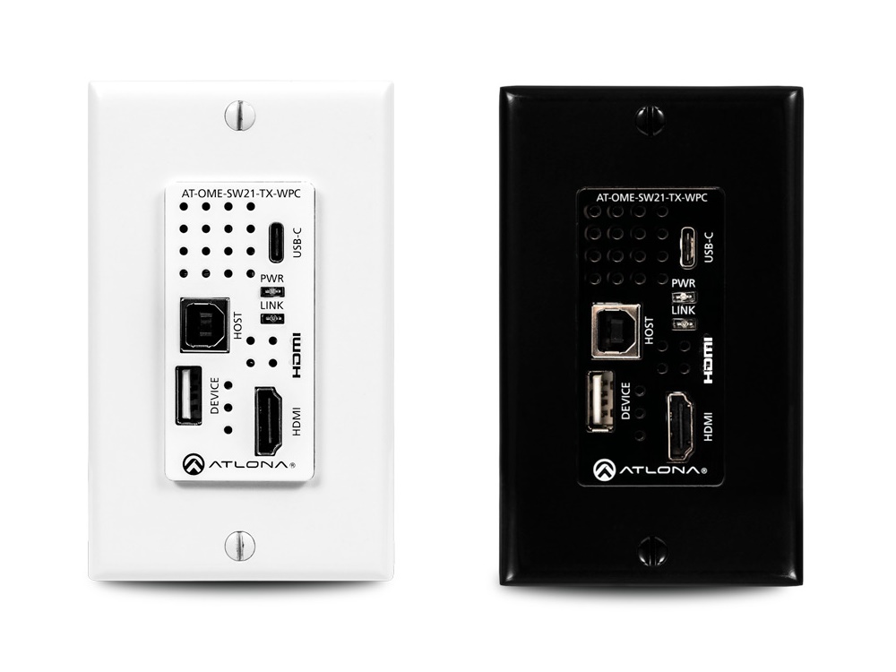 AT-OME-SW21-TX-WPC Wallplate HDBaseT Transmitter for HDMI and USB-C with USB Hub by Atlona